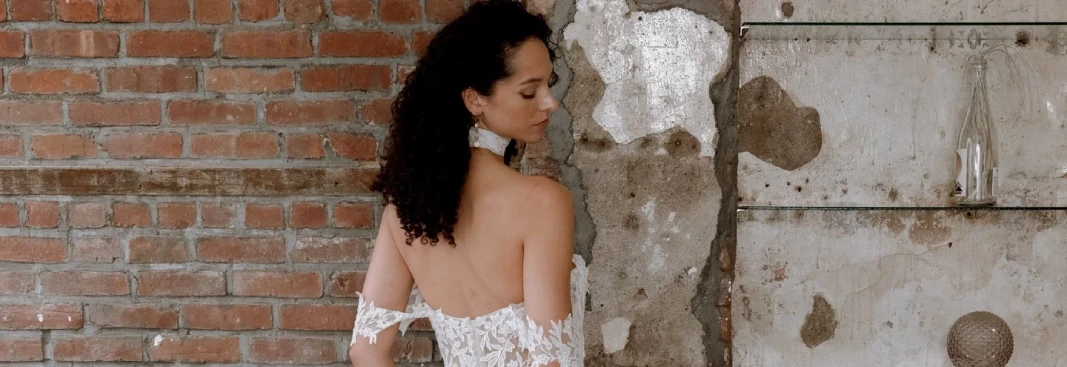 Photo of the model wearing bridal gown